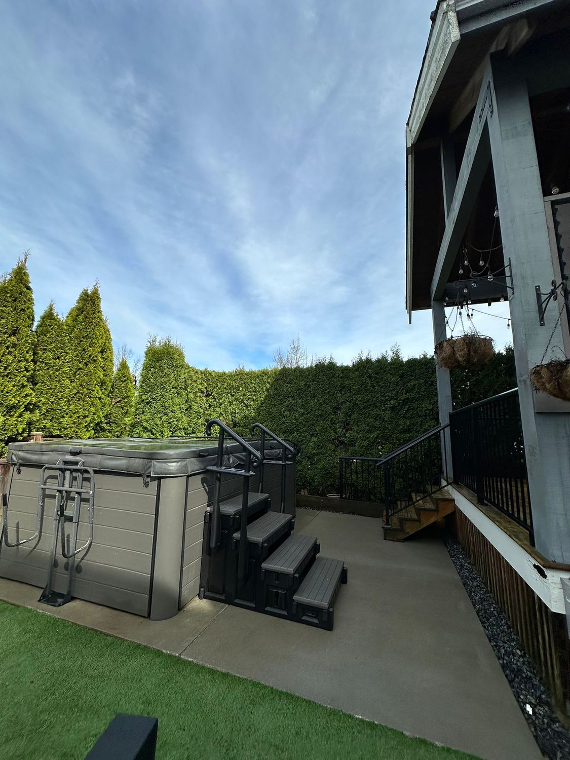 Backyard patio after pressure washing